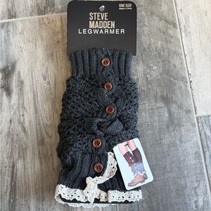 Steve Madden Charcoal Knit Legwarmers with Buttons